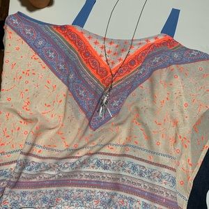 HeartSoul Top. Bandanna pattern. Blue and hot pink